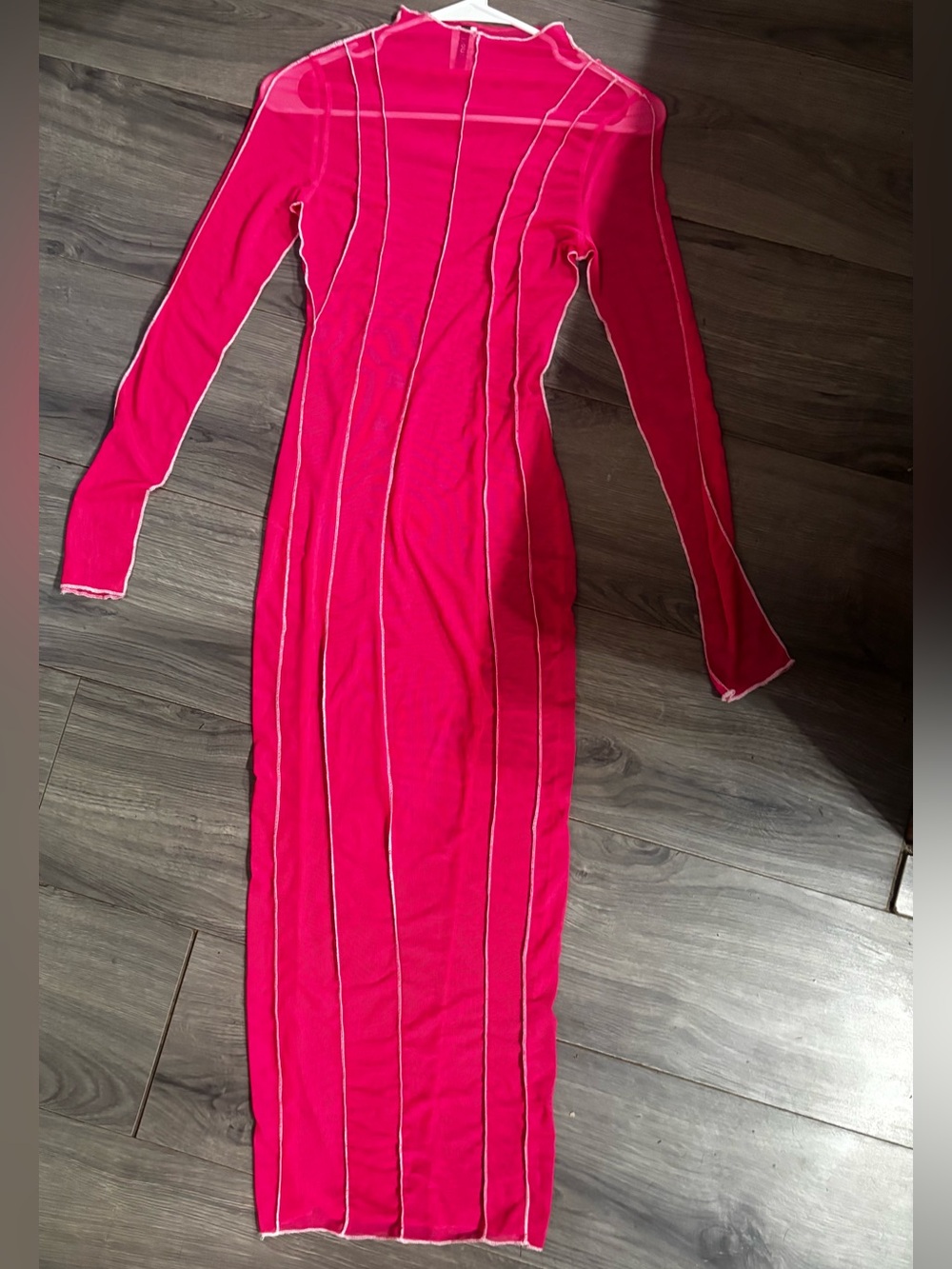 Bodycon Maxi Dress in Hot Pink with Contrast Piping